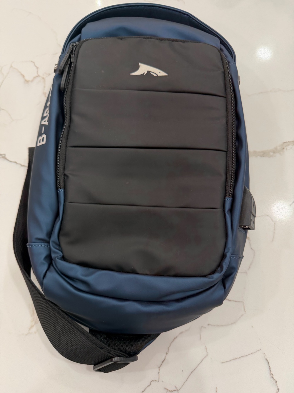 B-APASA Anti-Theft Sling Bag with USB Charging Port — Blue & Black